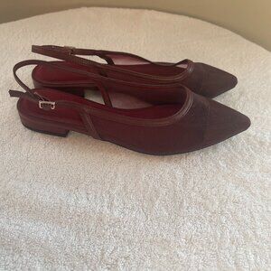 ANNE KLEIN Akkieran Mesh Slingback Flat In Maroon 8.5